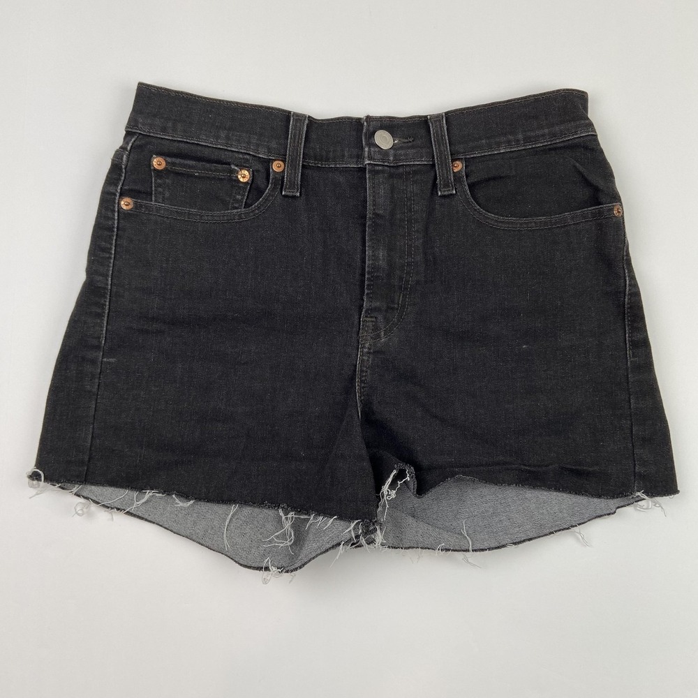 Levi's High Rise Jean Shorts Womens 29 (28x2) Black Denim Cutoff Raw Hem